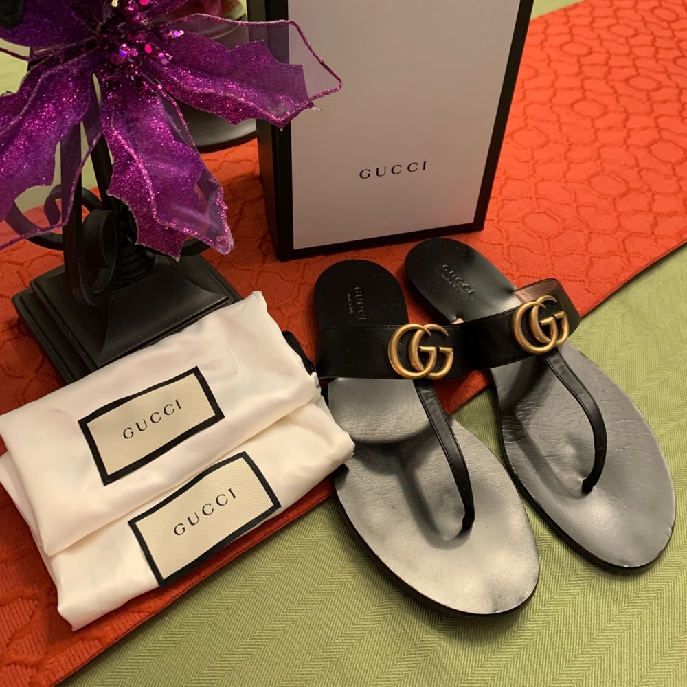 Gucci Marmont Leather Sandals